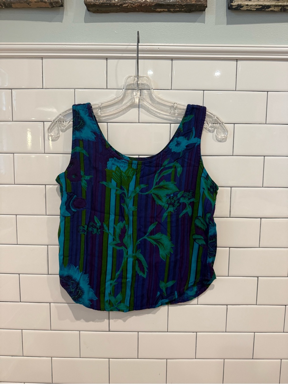 Vintage PASTA Abstract Floral Stripe Tank Top